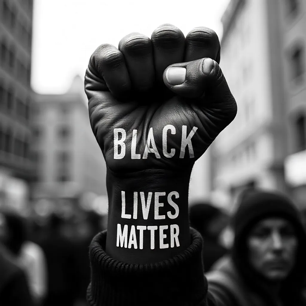 Monochrome Fist of Solidarity: Black Lives Matter