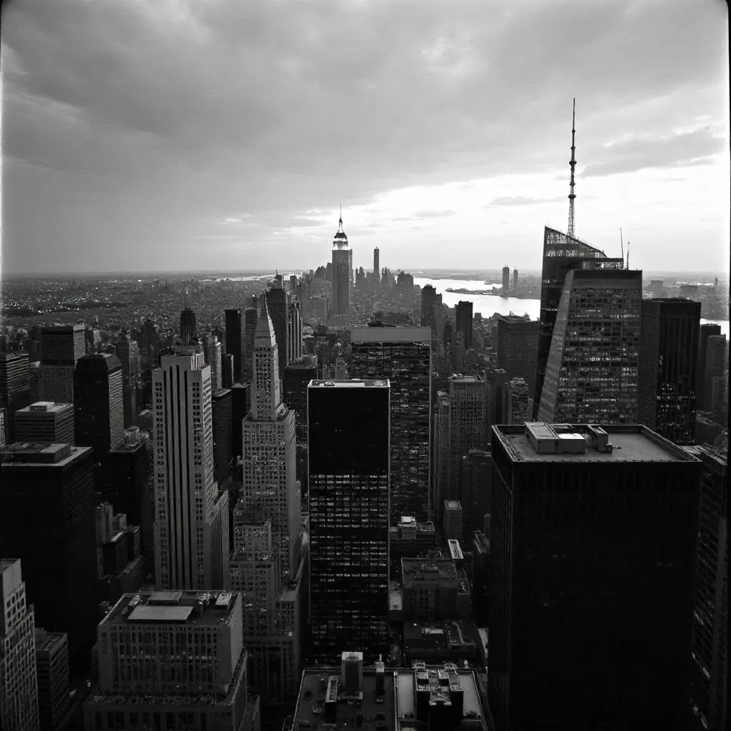 Monochrome NYC Skyline with Central Park