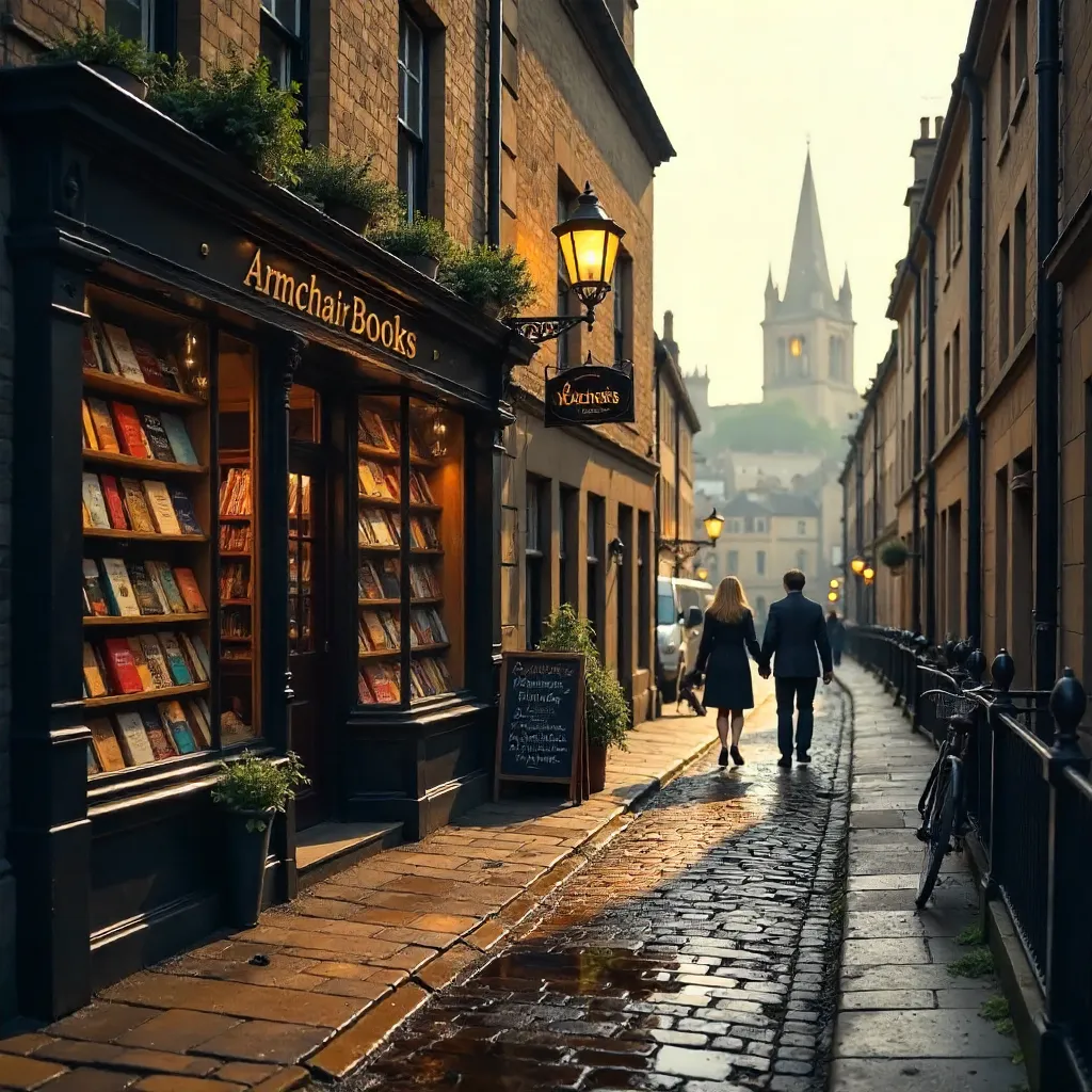 Charming Armchair Books on a Scottish Edinburgh Street