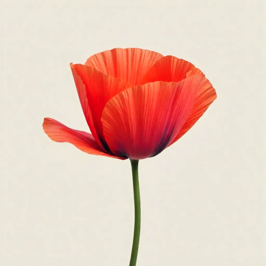 Delicate Poppy Bud in a Minimalist Light Background