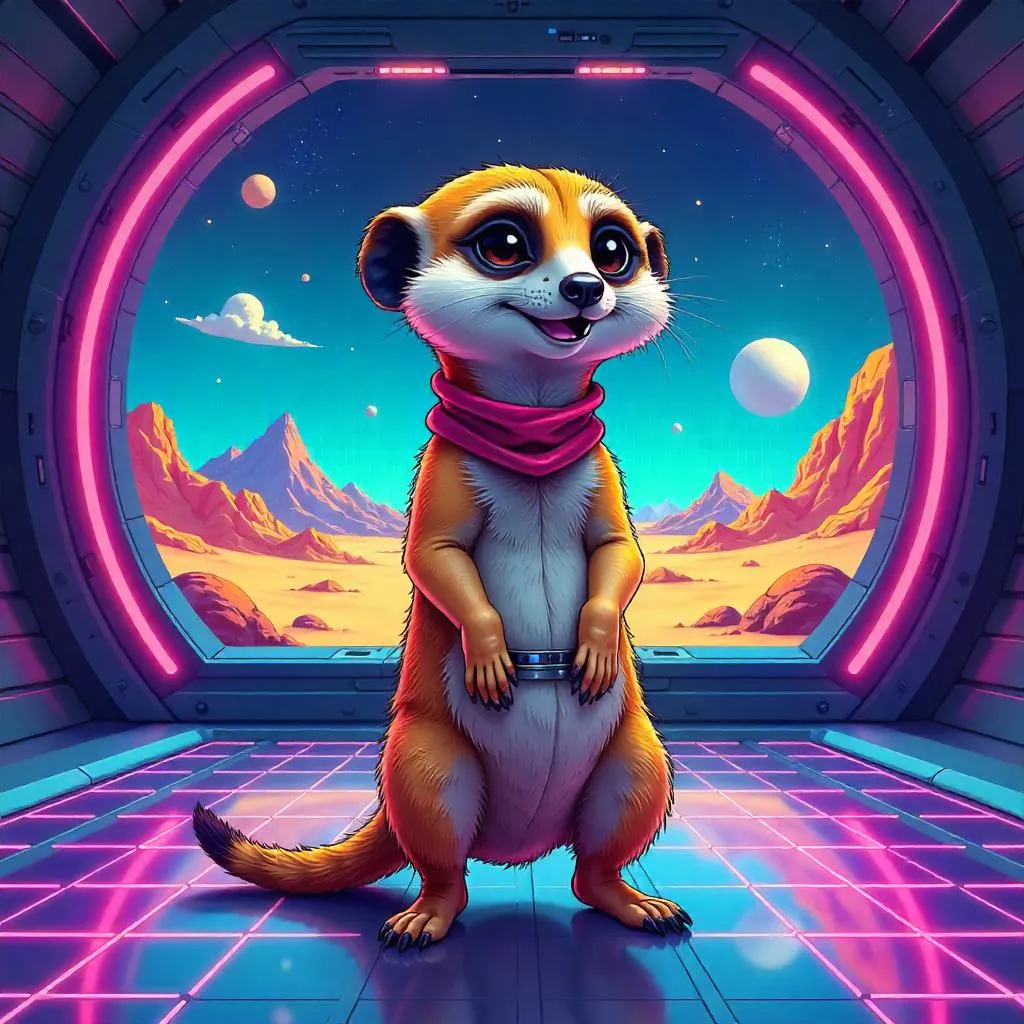 Meerkat in a Cartoon Holodeck Adventure