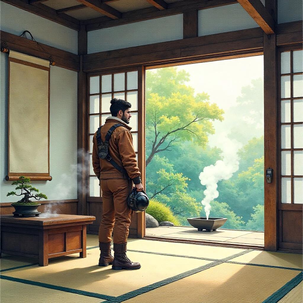 Pilot in a Zen Temple: Watercolor Meditation