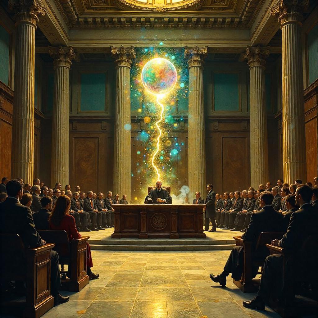 The Magical Orb in the Courthouse – An Oil Painting