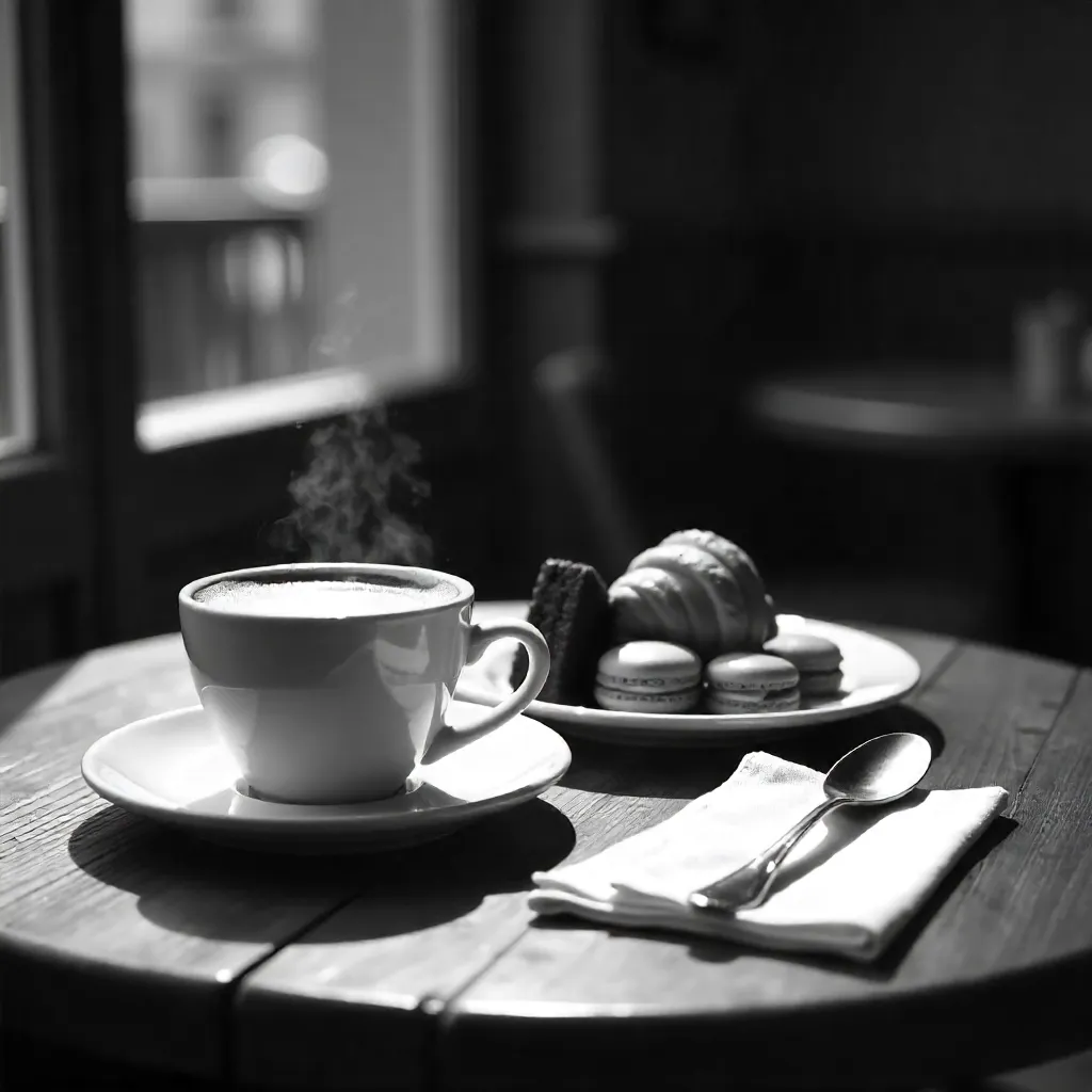 Monochrome Café: Desserts and Coffee Scene