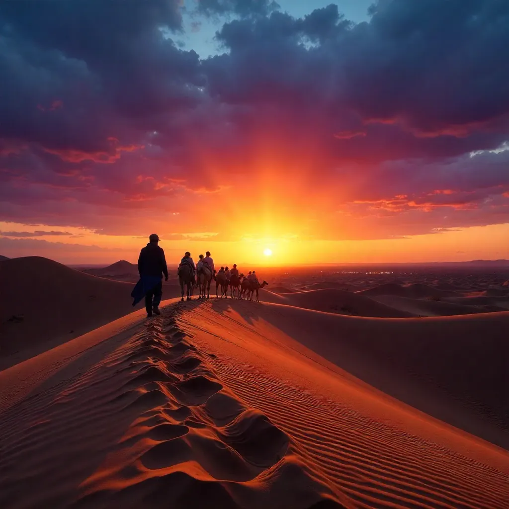 Twilight Silhouettes over Merzouga Dunes