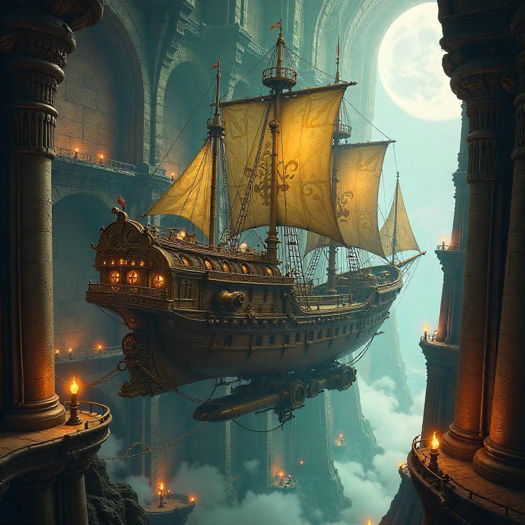 Airship in a Wizard Tower - Concept Art