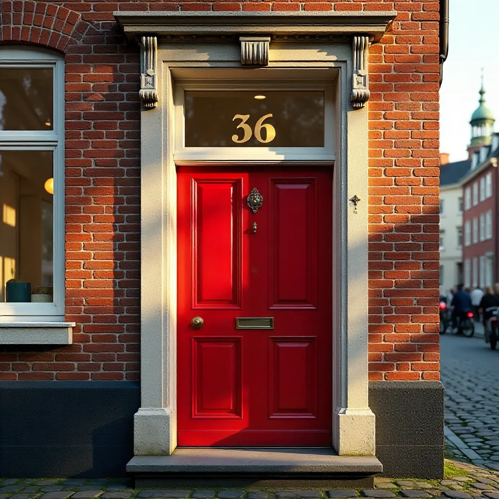 Bright Red Door 36 in Copenhagen's Historic Facade