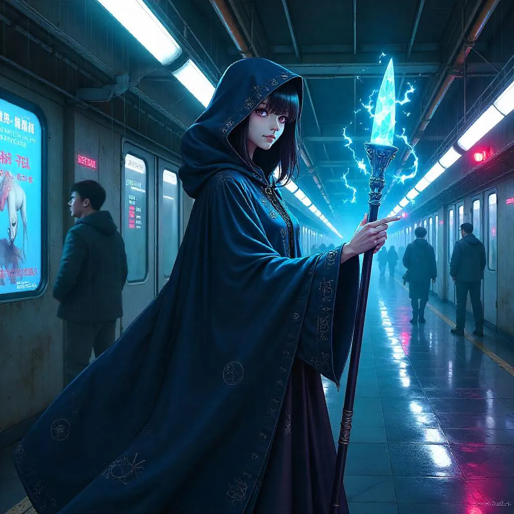 Sorceress in Neon Subway