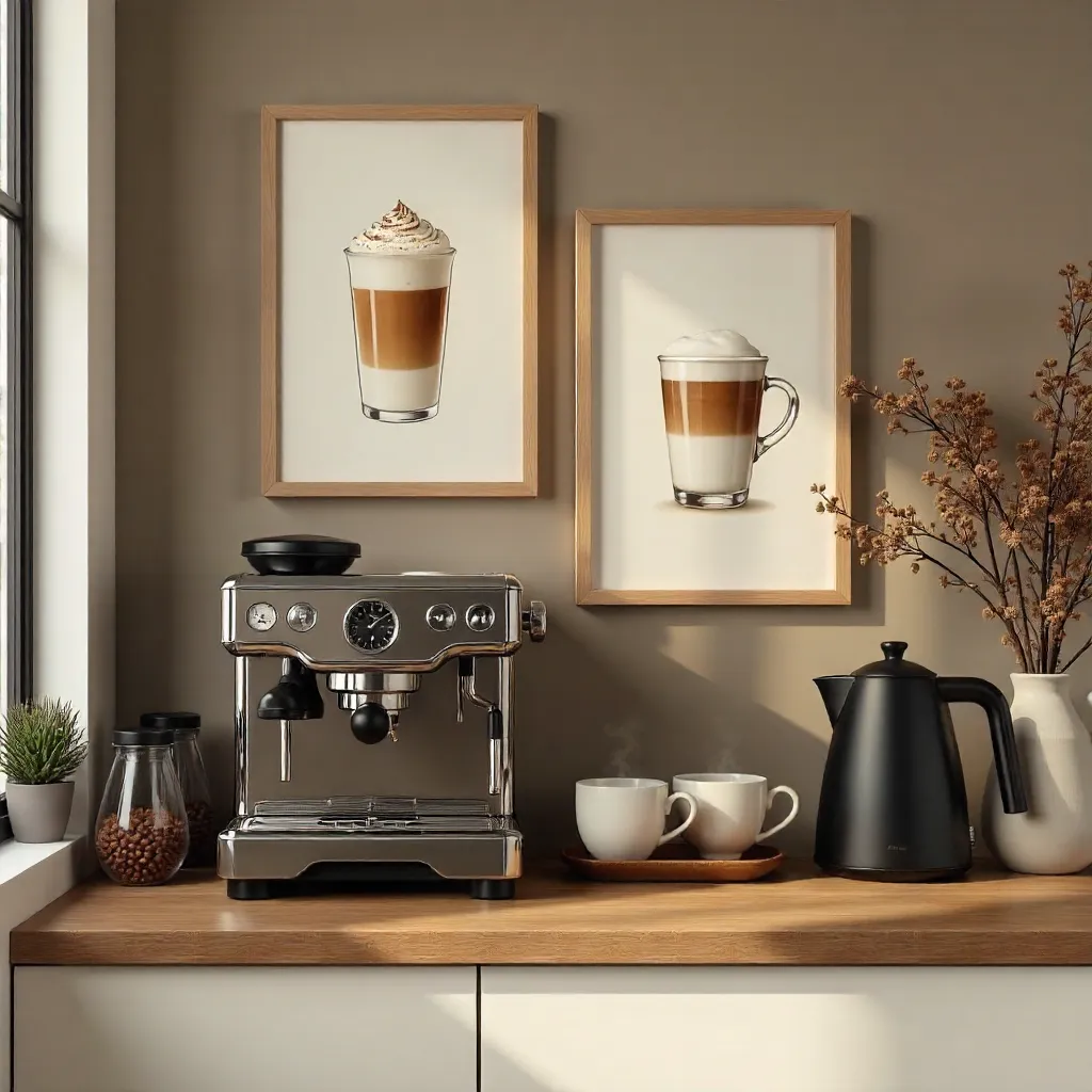 Chic Coffee Corner with Espresso Machine