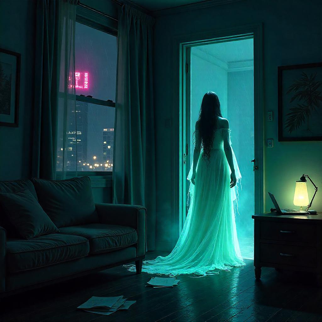 Spectral Banshee in a Modern Apartment – Concept Art