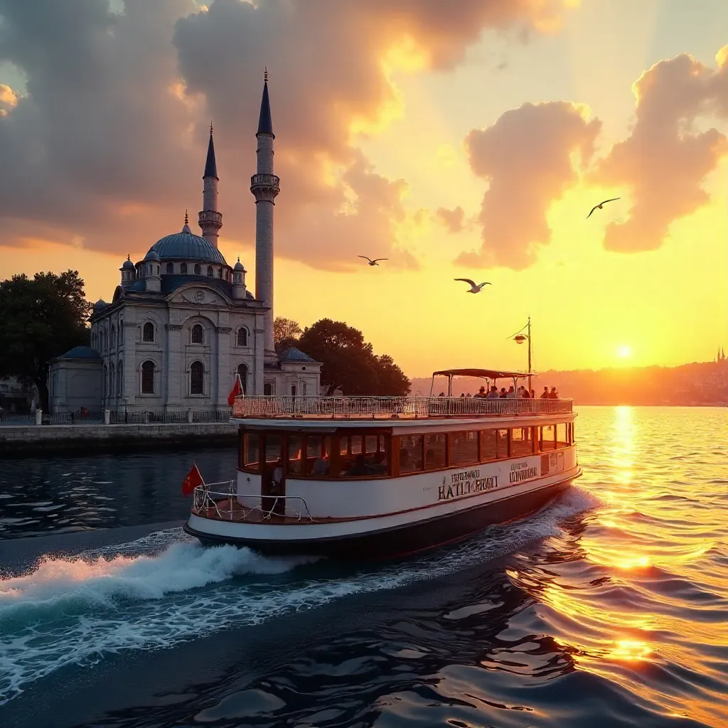 Ortaköy Mosque Sunset Ferry on the Bosphorus