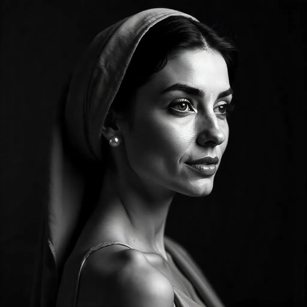 Monochrome Grace: Elegant Middle Eastern Portrait