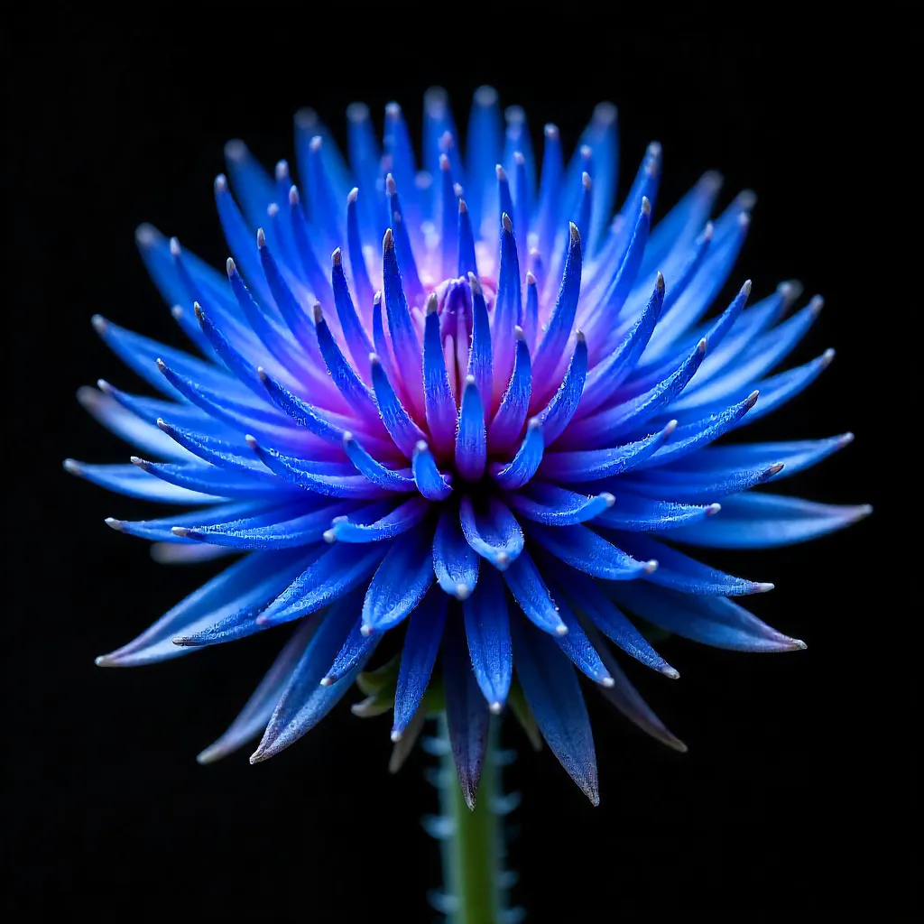 Macro Shot of Vibrant Blue Globe Thistle on Dark Backdrop