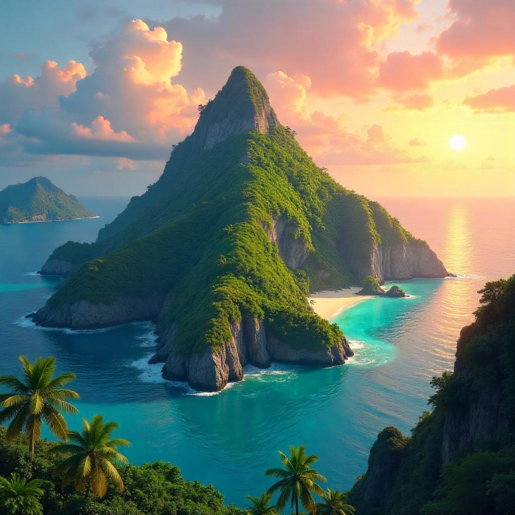Plateau Vista Over a Tropical Island