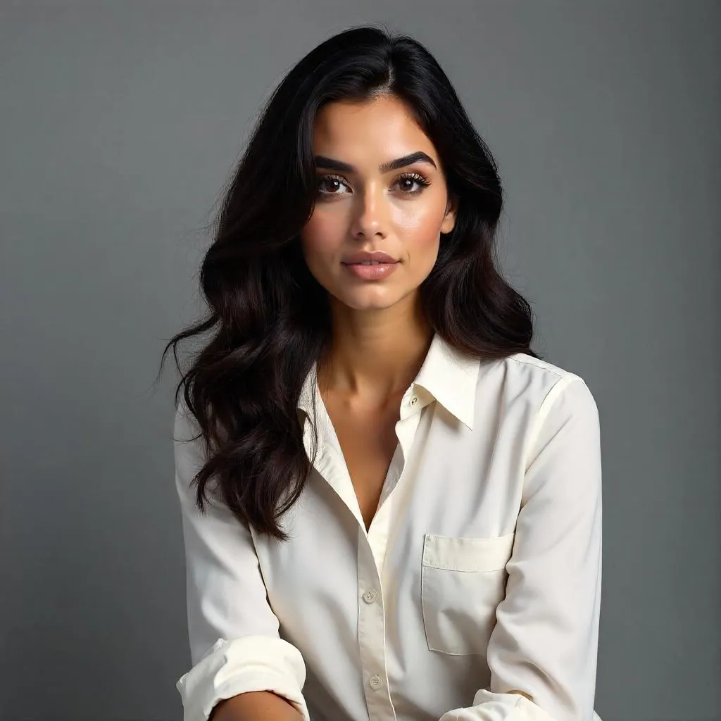 Studio Portrait of a Young Middle Eastern Woman in Photorealistic Style