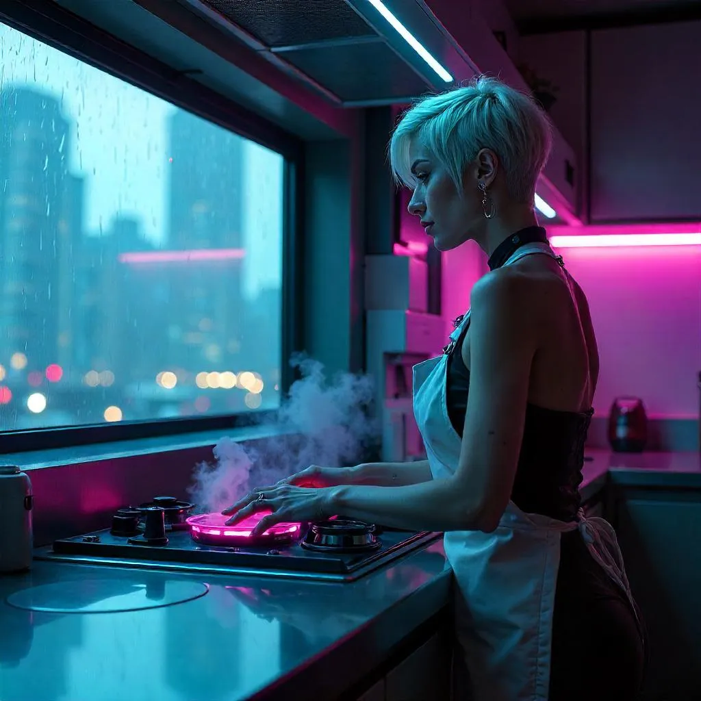 Neon Cyberpunk Kitchen Diva