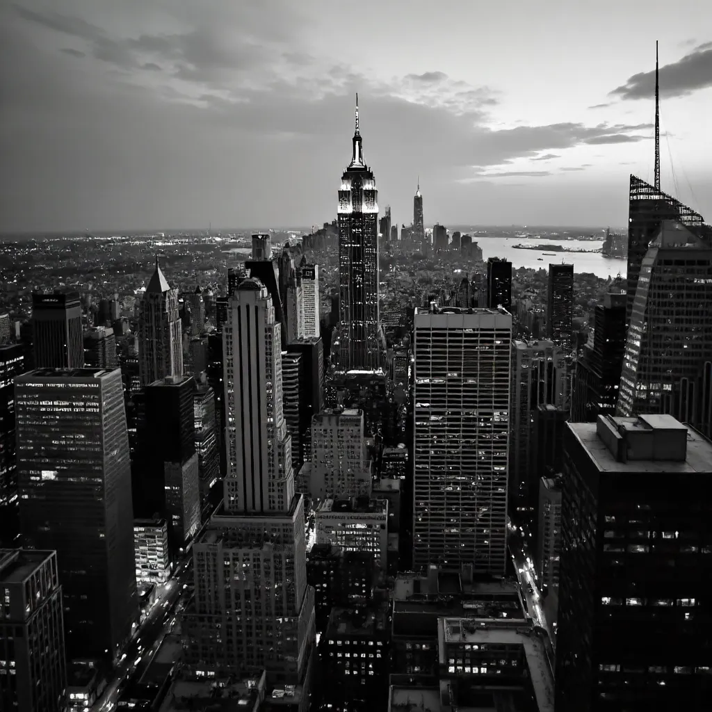 Monochrome NYC Skyline Over Central Park