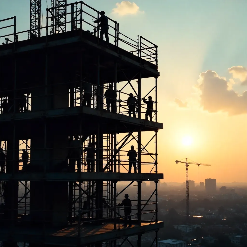 Silhouetted Scaffolding: Rhythm of Urban Construction