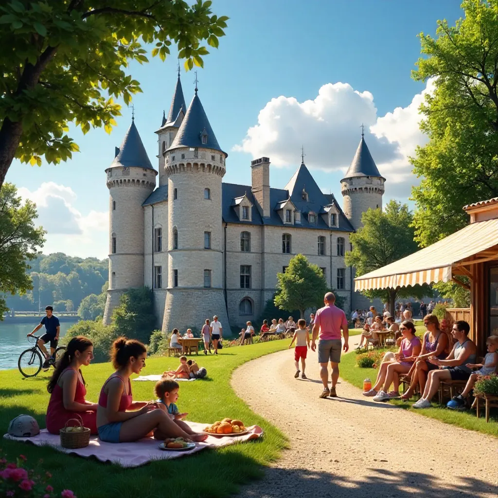 Sunlit Nantes Castle Picnic by the Dukes' Keep