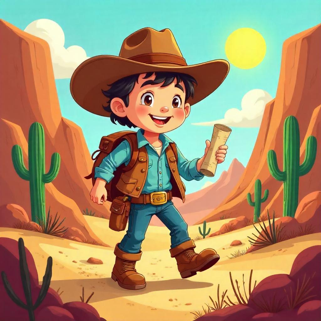 Cartoon Explorer in the Wild West