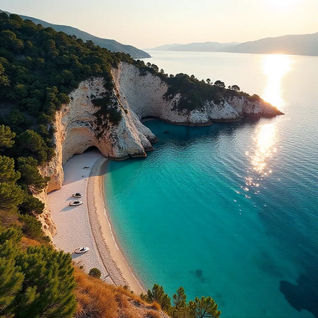 Aerial Drone Over Urla Cove, Izmir, Turkey