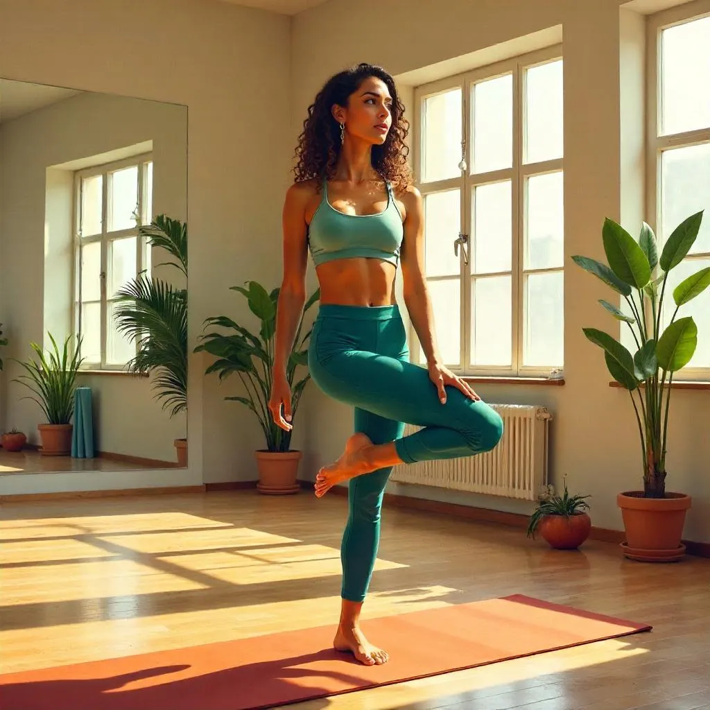 Oil Portrait of a Stylish Latina in a Yoga Studio