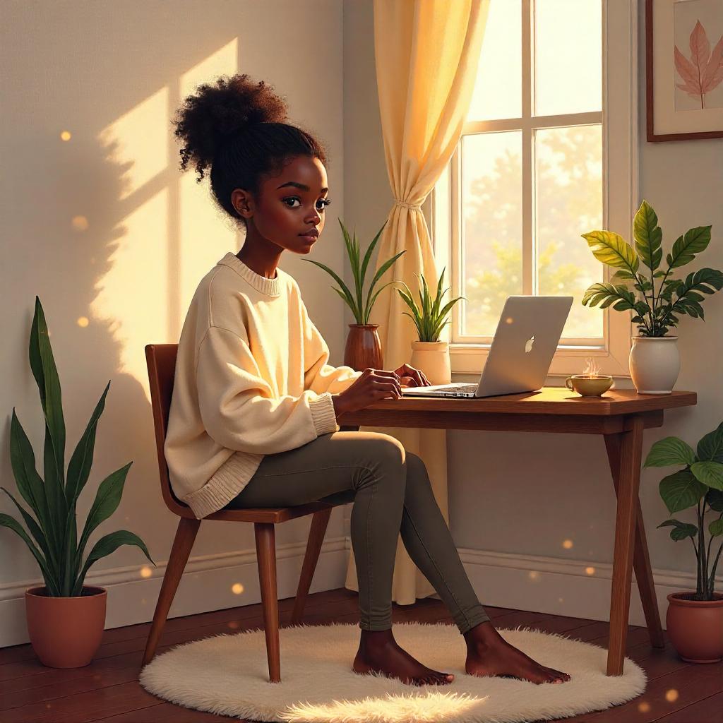 Cozy Home Portrait of a Beautiful Black Girl