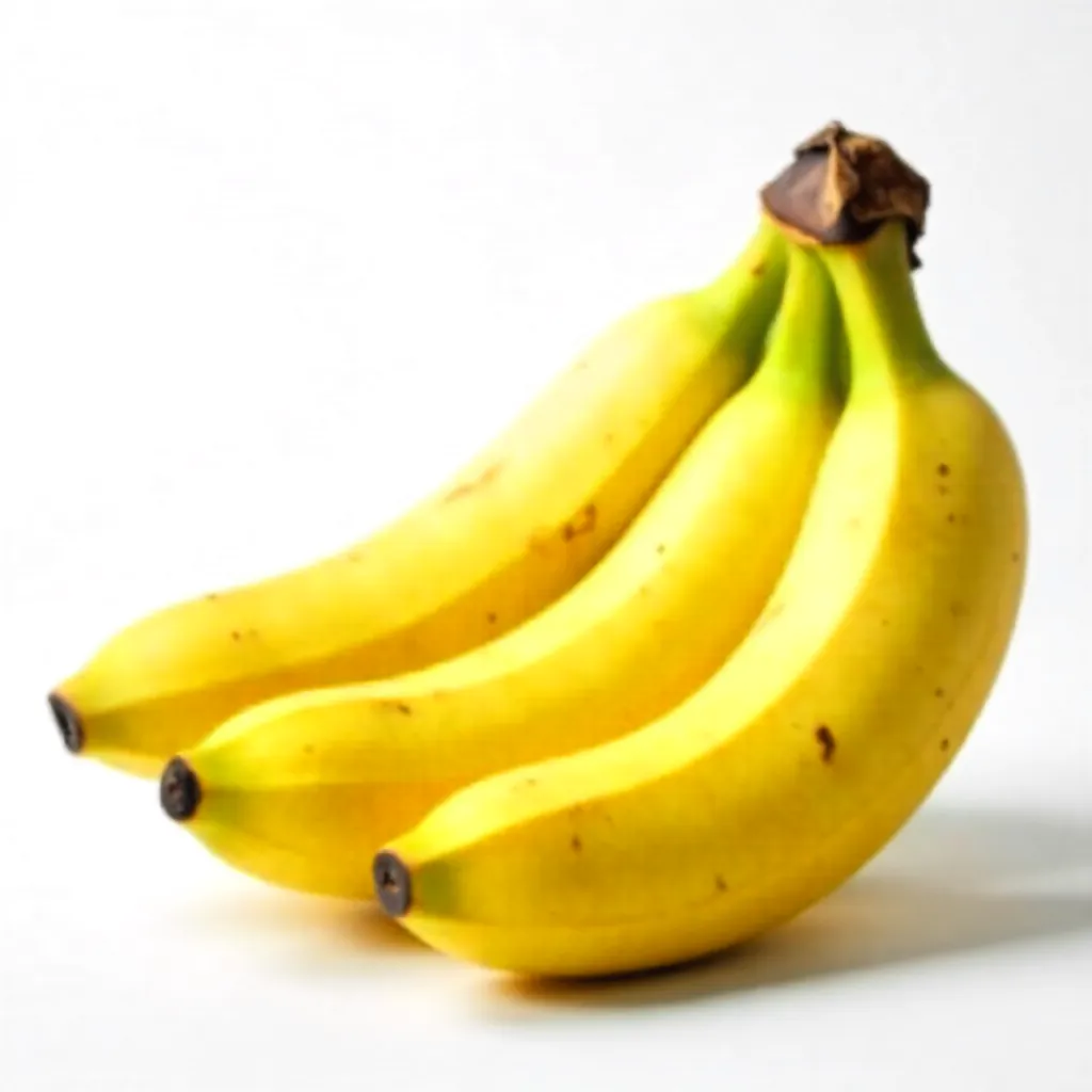 Macro Shot: Fresh Ripe Bananas on White Backdrop