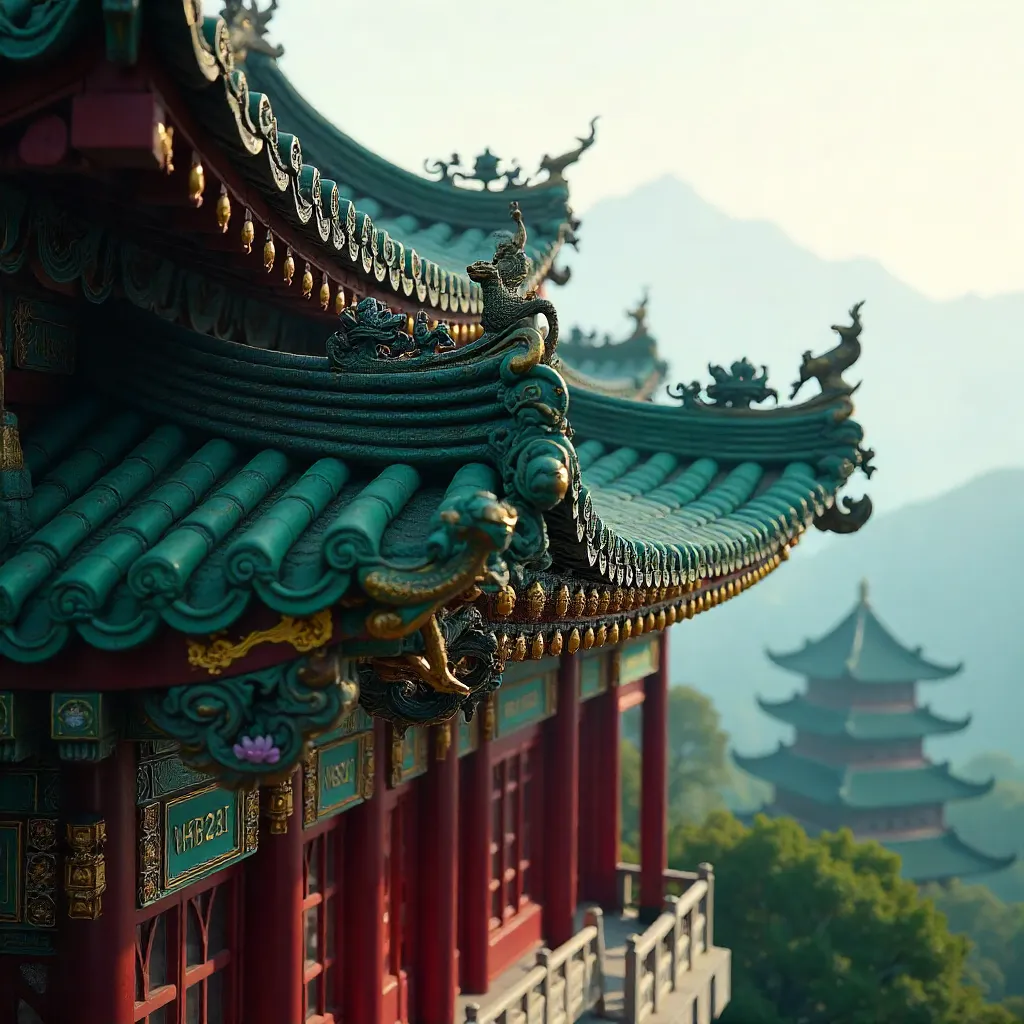 Intricate Temple Roofs of Ancient Chinese Architecture