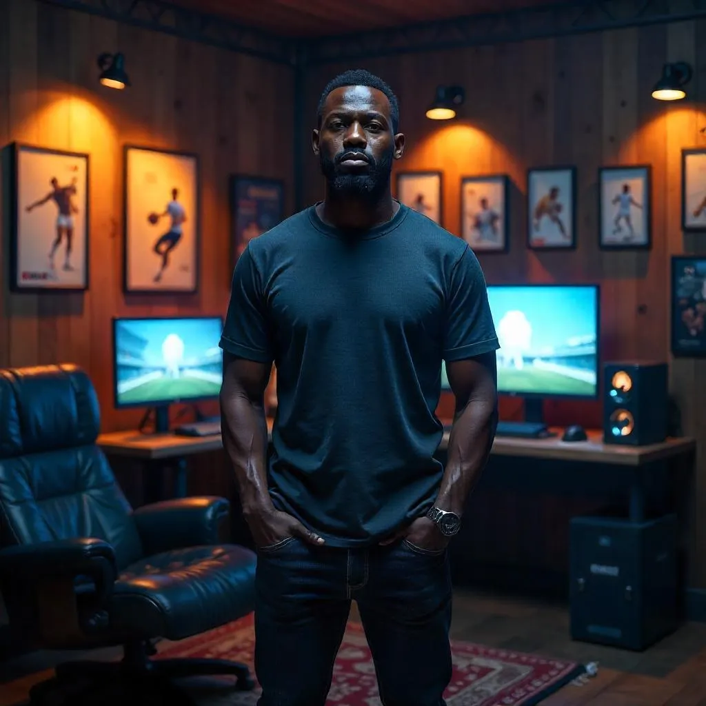 Handsome Black Man in a Modern Man Cave – 3D Render