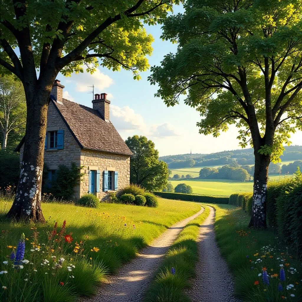 Serene Rennes Countryside: House Among Trees