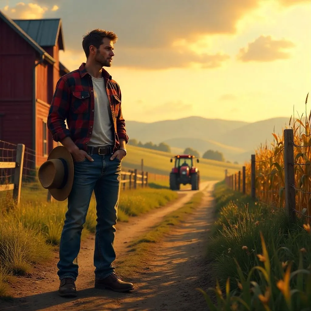 Young White Man on a Farm — Concept Art