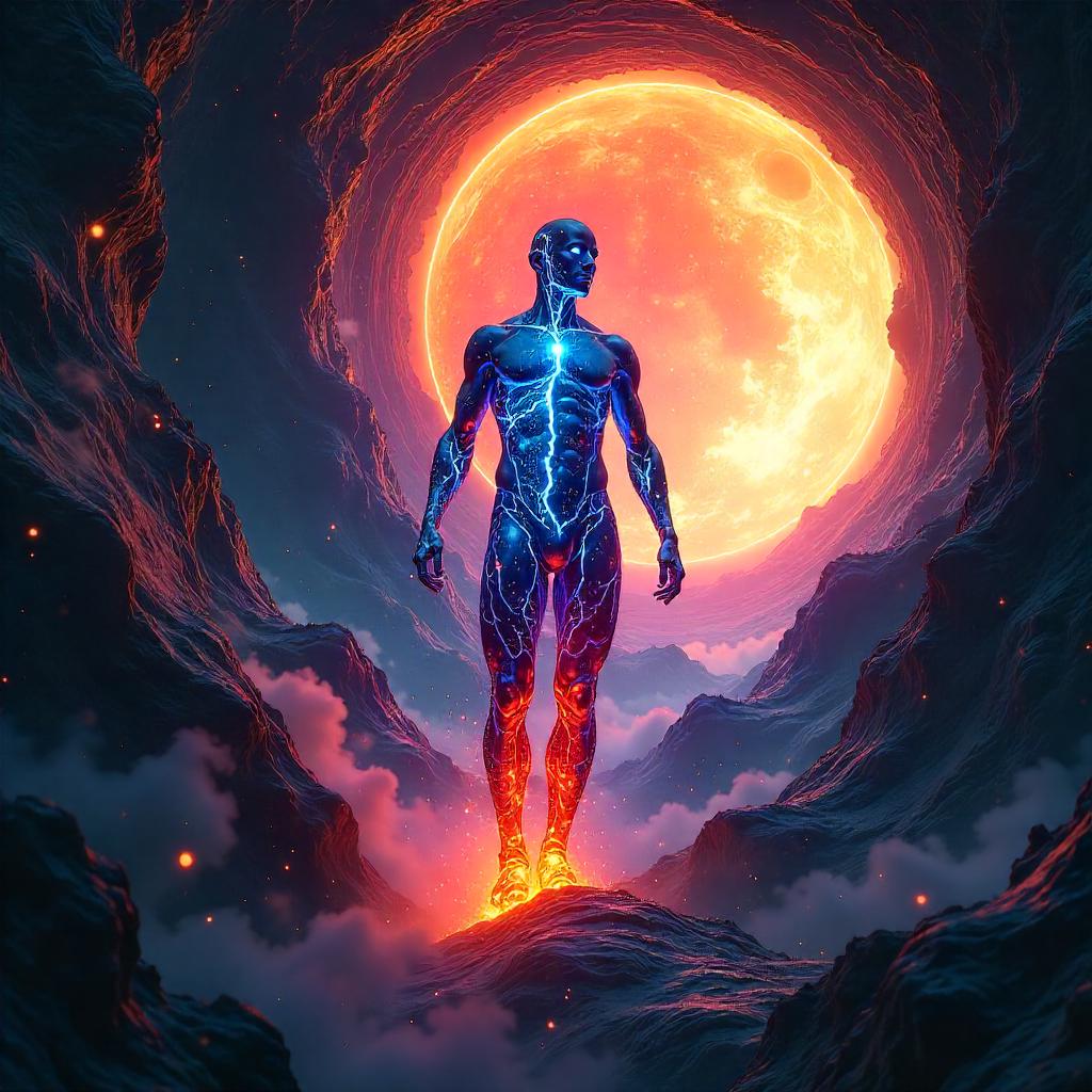 Neon Elemental in a Black Hole Cyberpunk Void