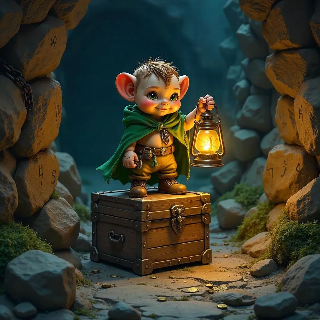 Tiny Brownie in a Dim Dungeon — Digital Art