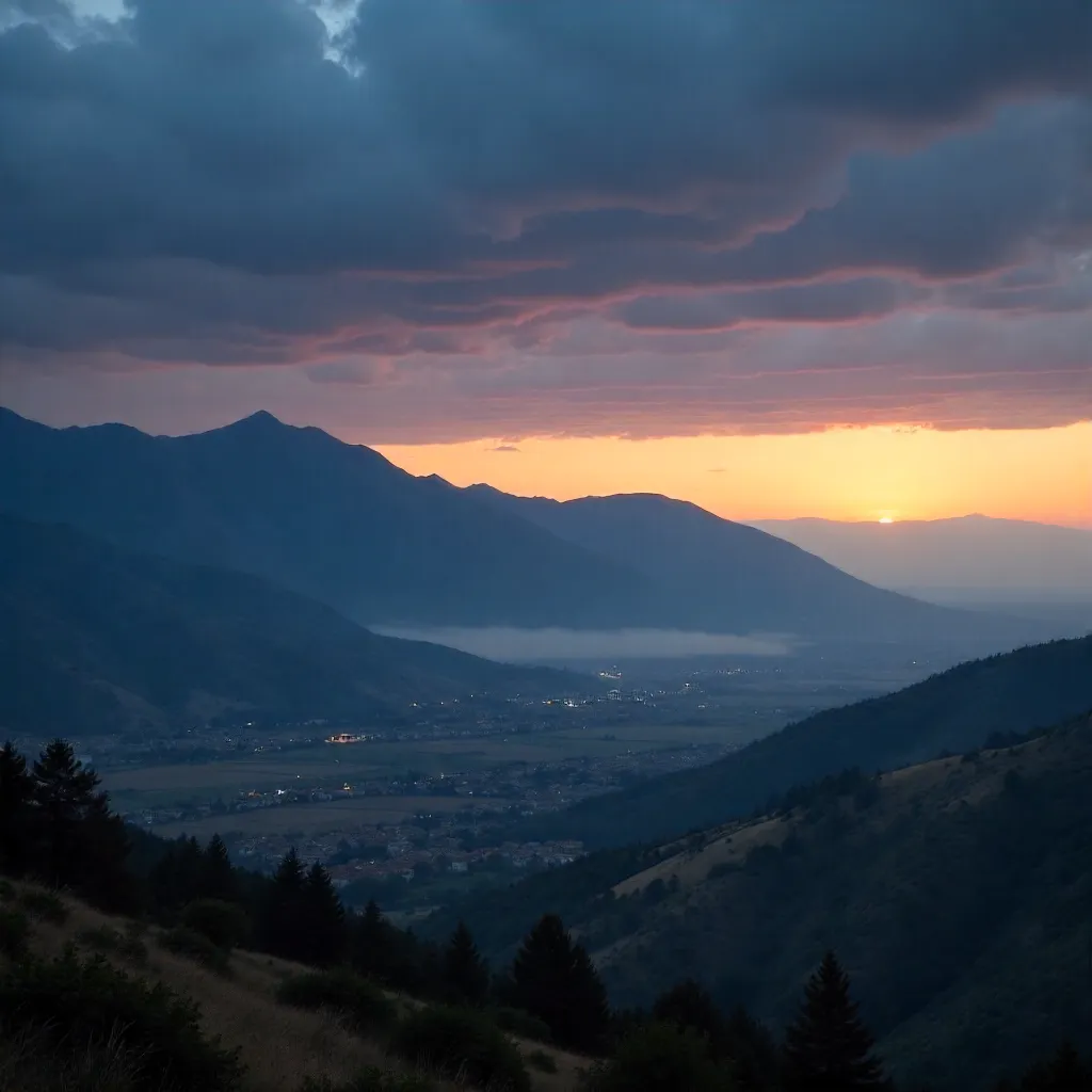 Twilight Silhouettes Over Seydişehir Mountains