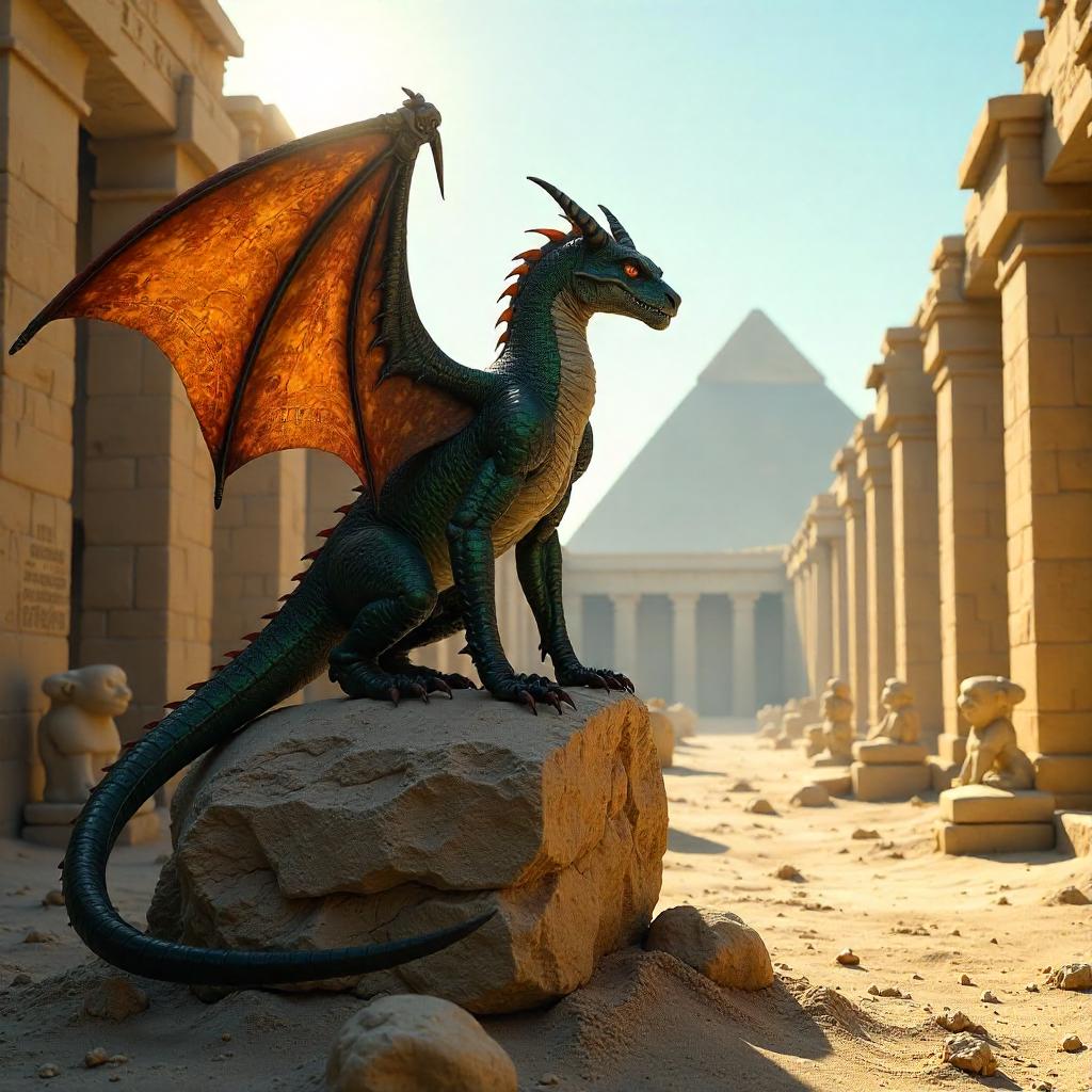 Wyvern Among Ancient Ruins: Photorealistic Encounter