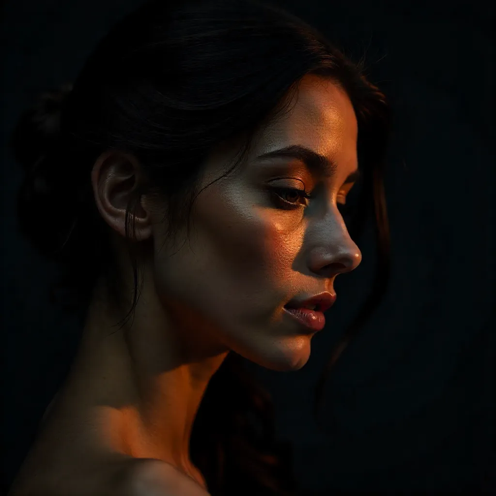 Shadowed Silhouette: A Moody Portrait of a Woman