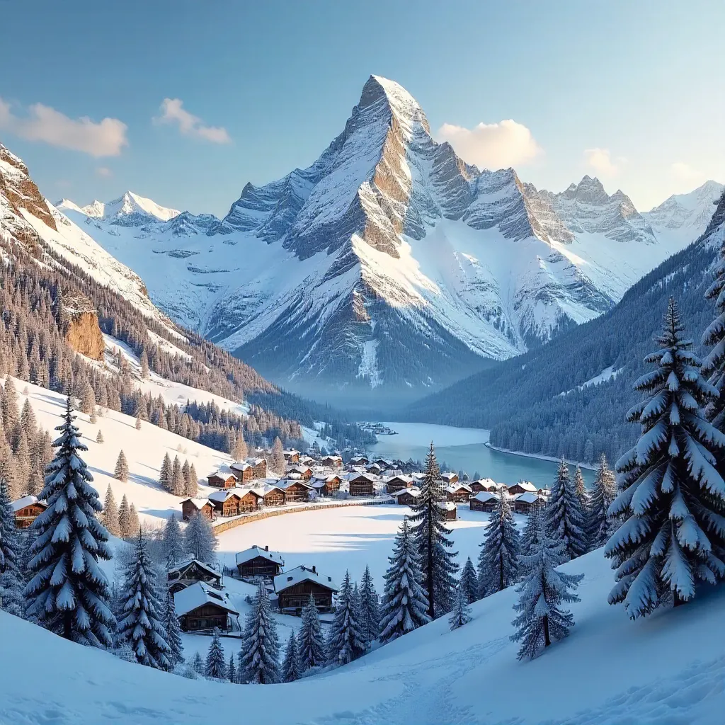 Grindelwald Snowbound Swiss Alps Captivating Landscape