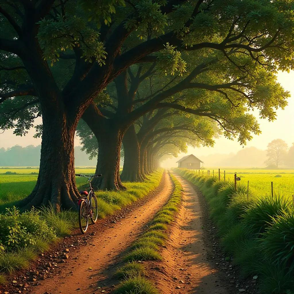 Afternoon Glory on a Tree-Lined Path Near Kulti
