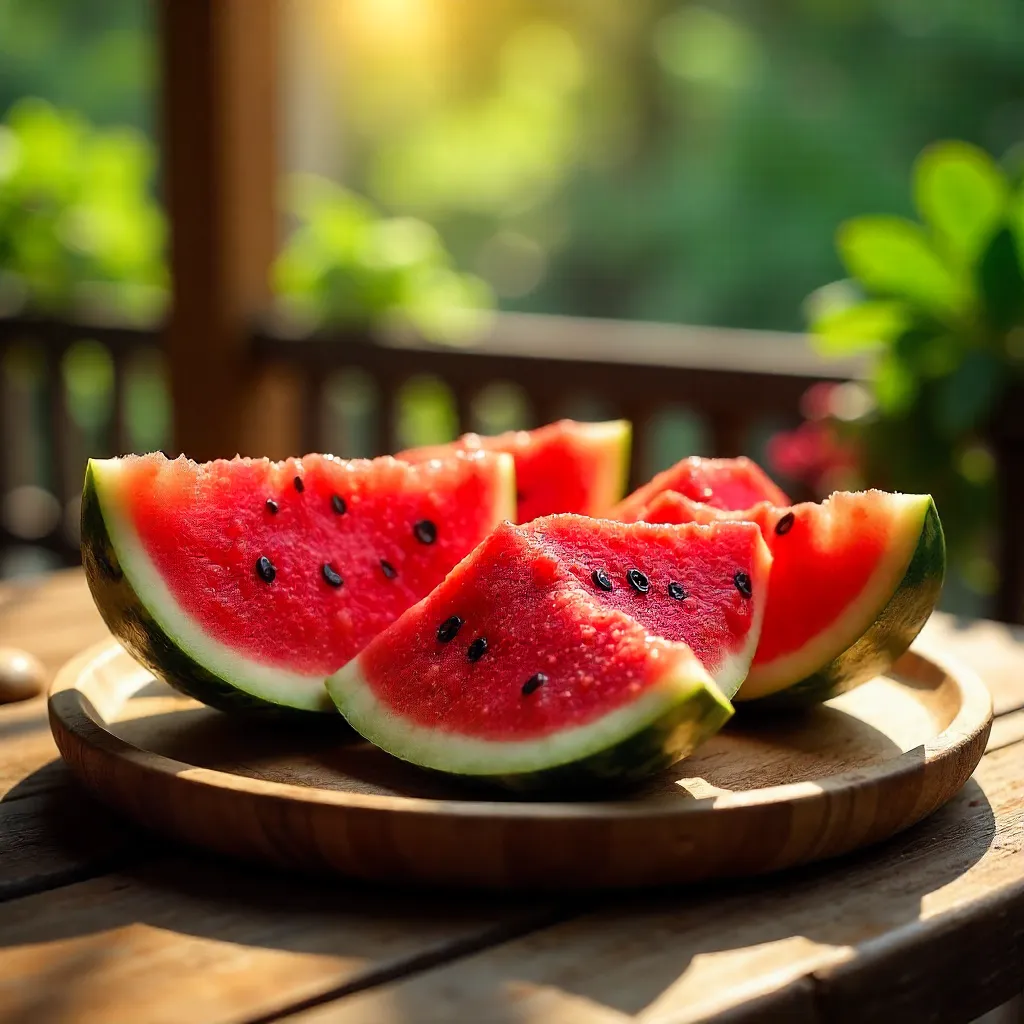 Juicy Watermelon Slices on a Platter in Nigerian Sunlight