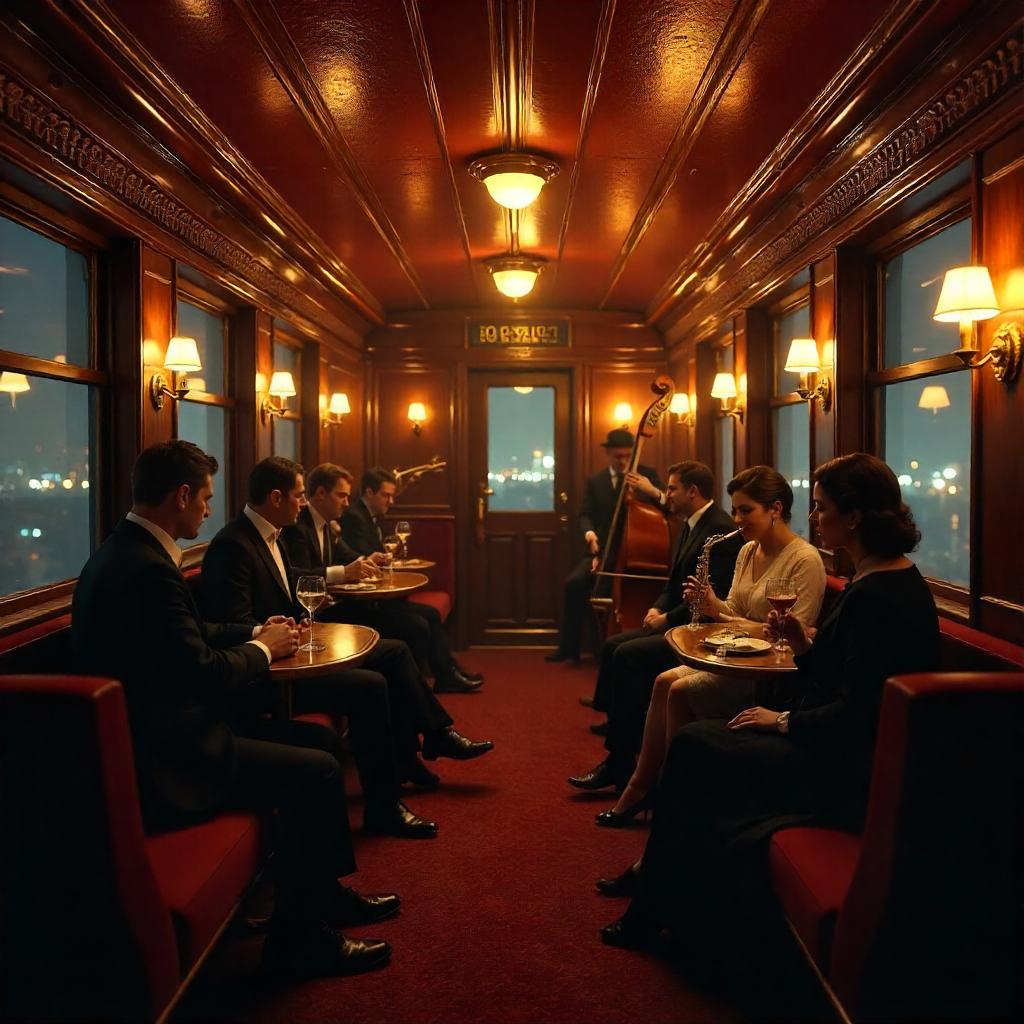 Luxurious 1920s Train Speakeasy — 3D Render