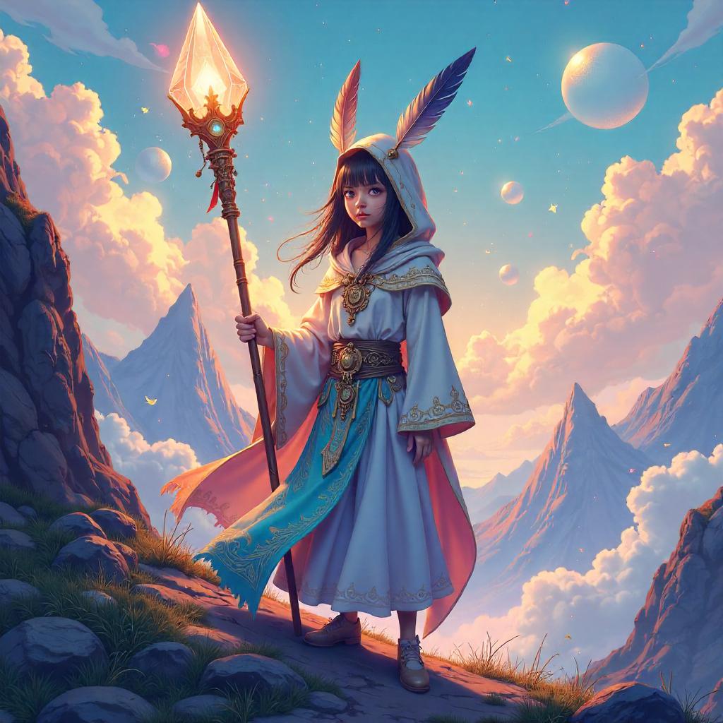 Dream Realm Shaman in Luminous Anime Style