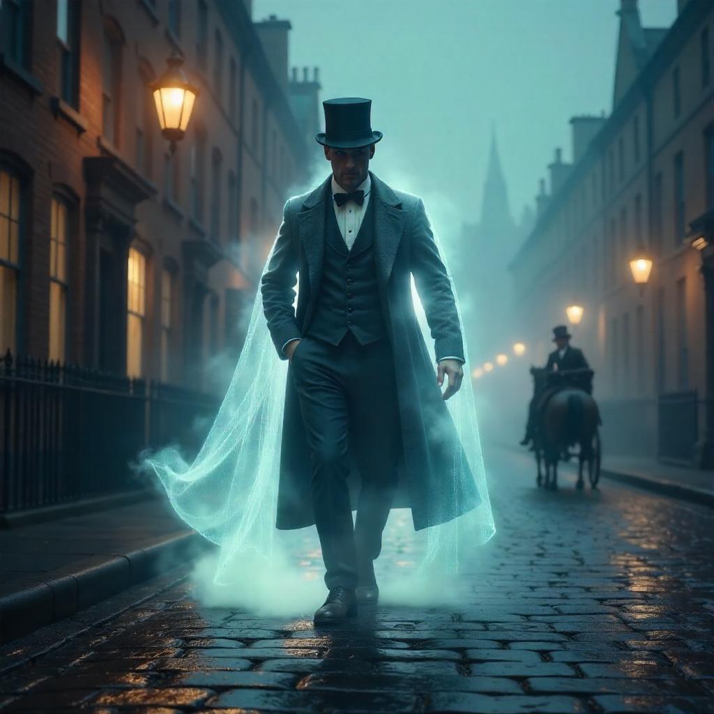 Spectral Gentleman in Foggy Victorian London