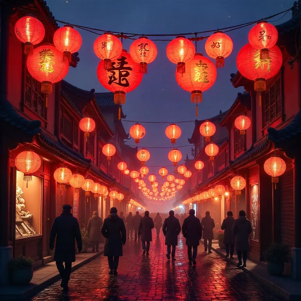 Red Lantern Blessings Over Nanjing for New Year