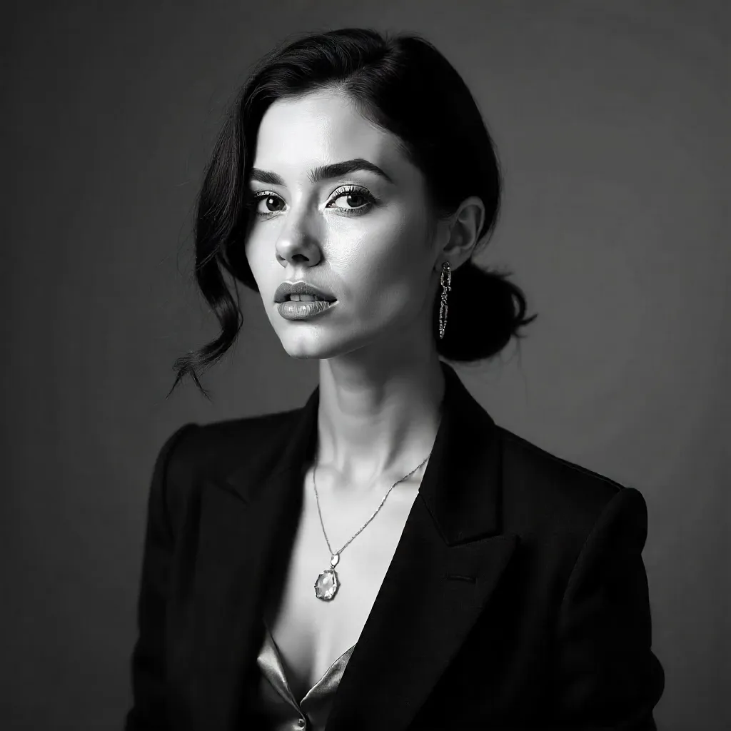 Monochrome Elegance: Confident Stylish Portrait