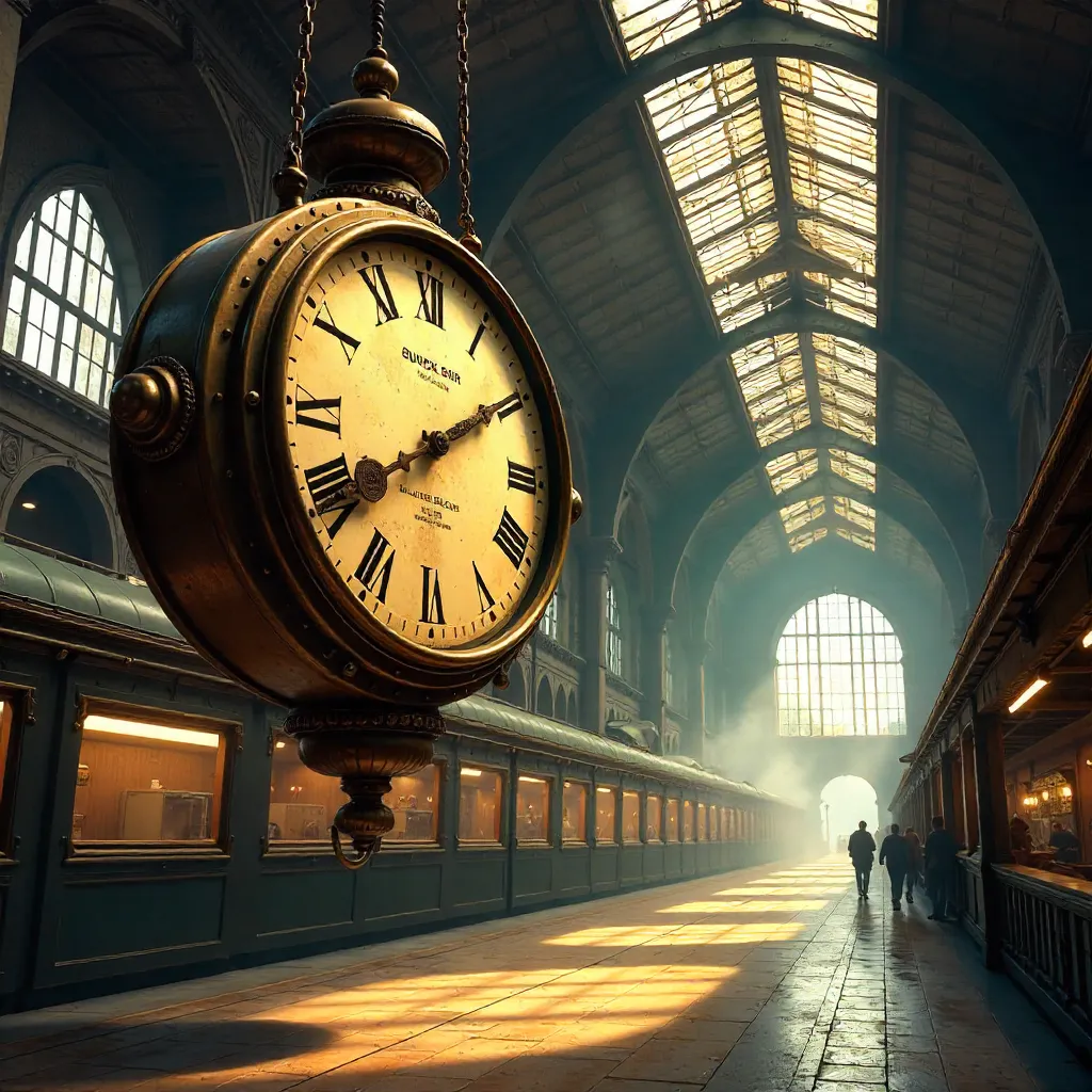 Vintage Clock in a Grand Train Station