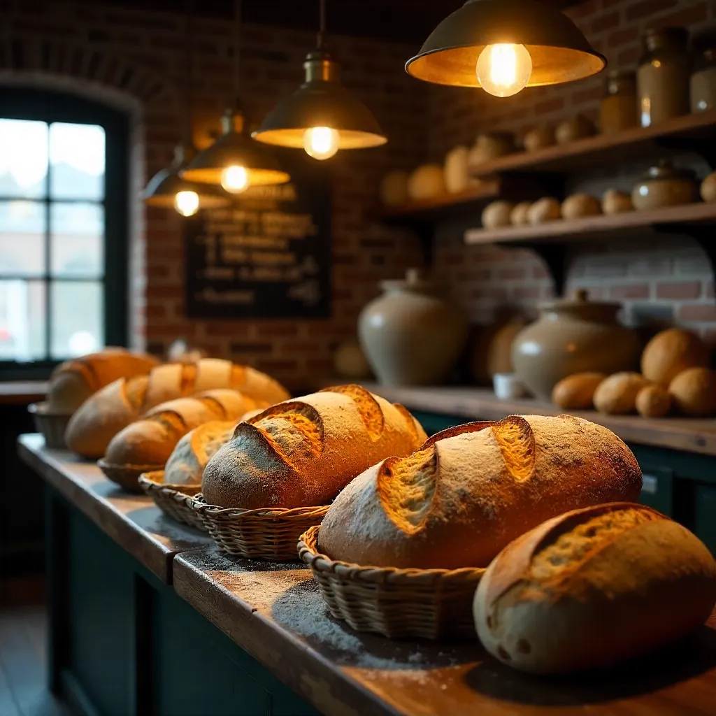 Rustic Artisan Breads Under Warm Pendant Lights