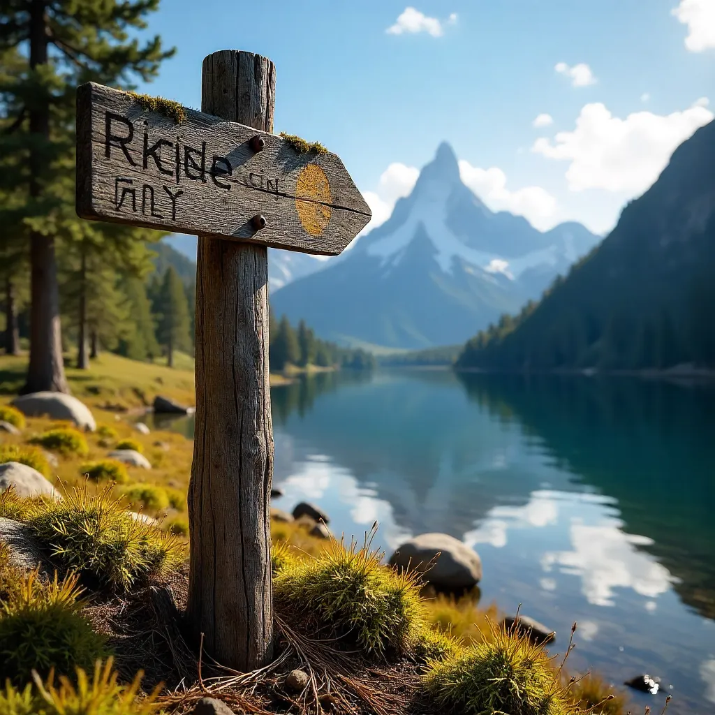 Rustic Signpost in Bariloche's Alpine Wilderness