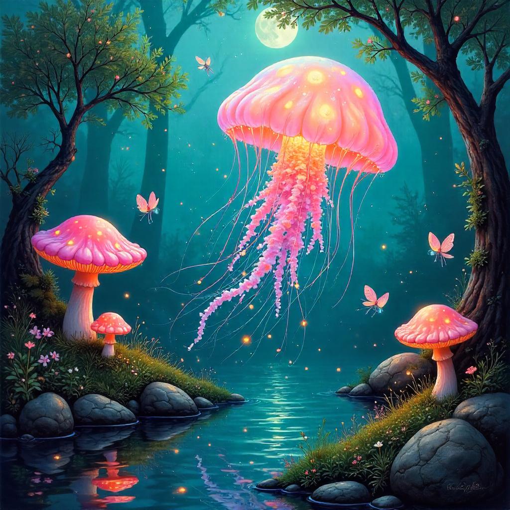 Jellyfish in a Fairy Wonderland Oil Painting