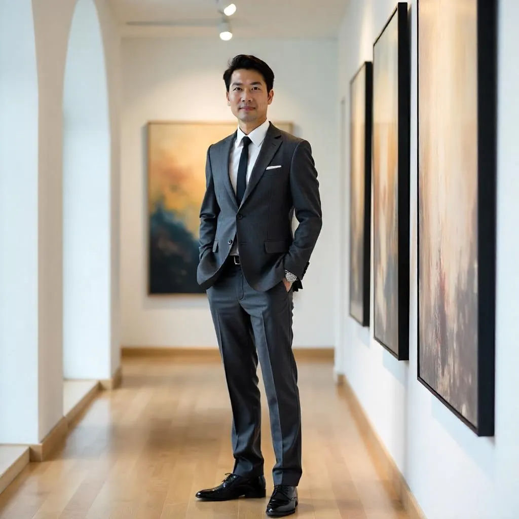 Professional Asian Man in a Contemporary Art Gallery